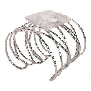 Fitz Design Nina Flower Cuff Silver‎ Prom Wedding Corsage Base Hammered New